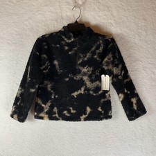 Melrose and market black Sherpa fleece pullover quarter zip sweater size L NWT