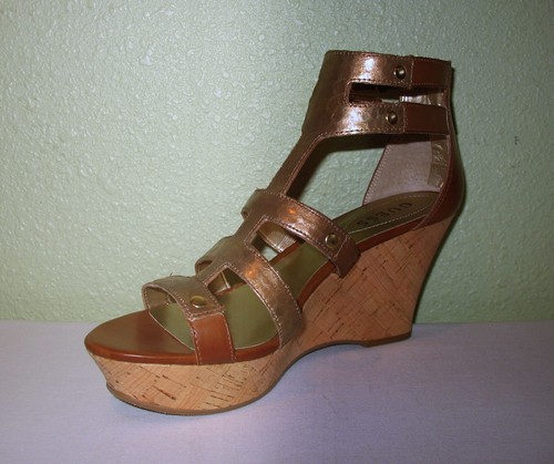 SANDALI DONNA COGNAC BRONZO GUESS GLADIATORE PLATEAU ZEPPA US 10 EUR 40 40,5 41 - Foto 11 di 12