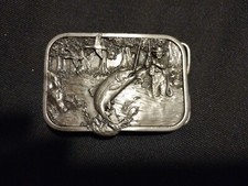 Pewter Siskiyou Leather  Buckle Williams Oregon Belt Buckle M10 Fishing Art