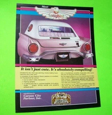Carson City Songbird Jukebox FLYER Phonograph Music 1957 Thunderbird Car Design