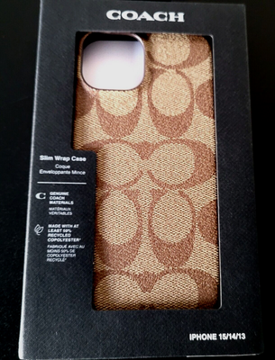 NWT COACH iPhone 15 Protective Case Signature Canvas Khaki CT676 