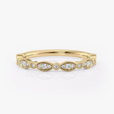 Fascia di fidanzamento in oro giallo 18 carati creata in laboratorio con diam...