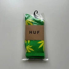 Vintage HUF Skateboarding Plant Life Weed Socks Green/Yellow Brand New Rare 
