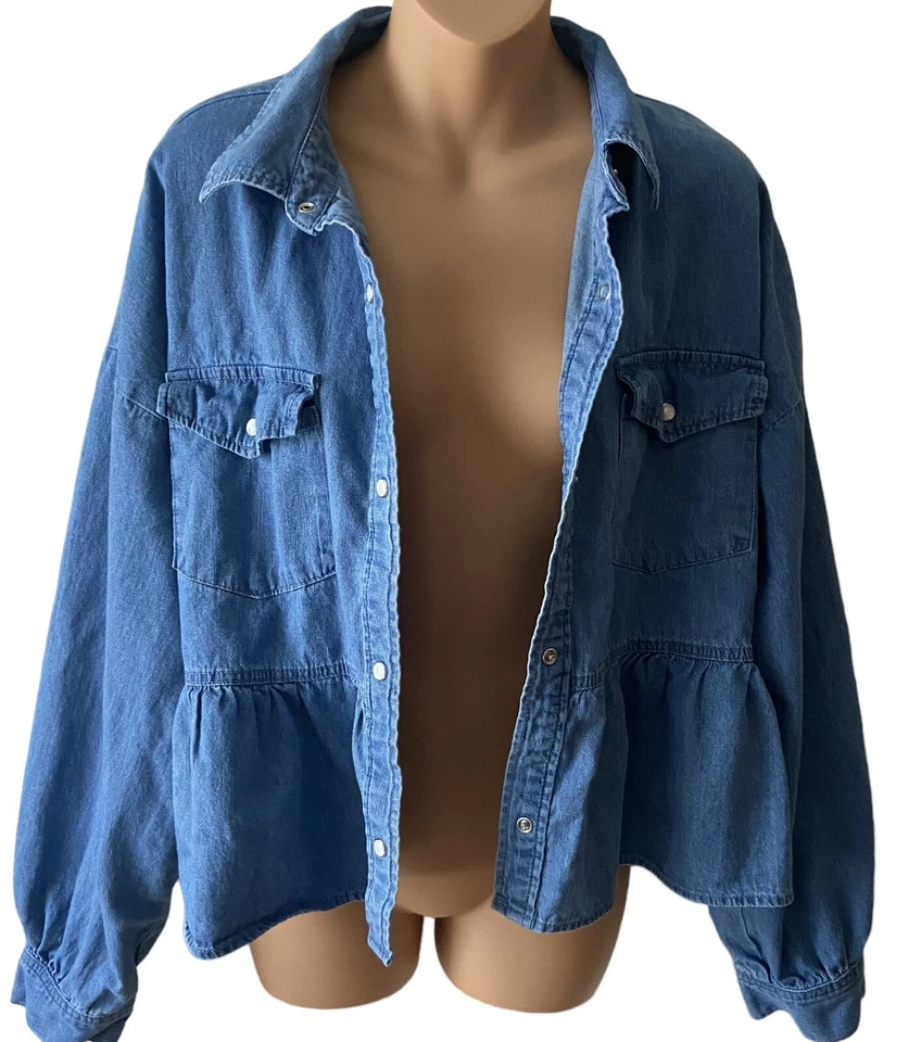 Taylor Swift Meet Me At Midnight Chambray Denim Pearl Snap Buttons Plus Size OX - Image 3 of 4