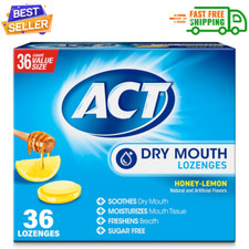 ACT Dry Mouth Lozenges With Xylitol - 36 Count Sugar Free Honey-Lemon..