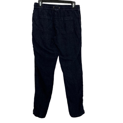 Anthropologie Overdyed Striped Linen Roll Tab Pull On Ankle Pant Blue Size Small - Picture 7 of 11