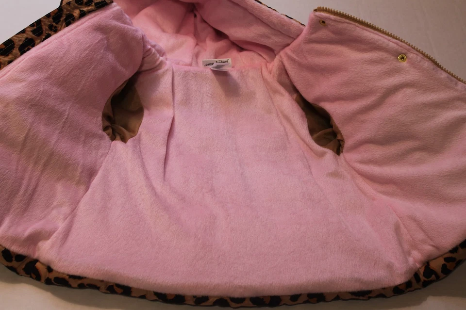 Abrigo Parka Chaqueta Jumping Beans Niña Pequeña 2T Marrón Guepardo Estampado Animal NUEVO Foto 3 de 4