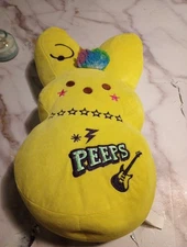 PEEPS 15" Yellow EASTER Emo Punk Love Bunny Plush RARE 2023 Y2K Inspired Gothic