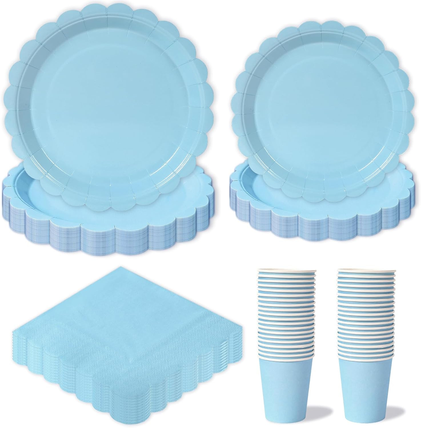 Vaisselle Anniversaire Bleu Bluey pour Table de Fête Enfant - Kit Assiettes Jetables 96Pcs