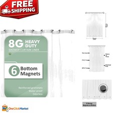 Durable Waterproof Shower Curtain Liner 72x96 with 6 Magnets - Clear  Stylish