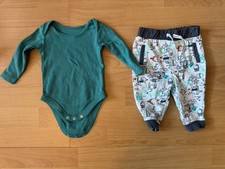 Baby long sleeve green bodysuit (0-3 months ) & Trousers ( 3-6 months )