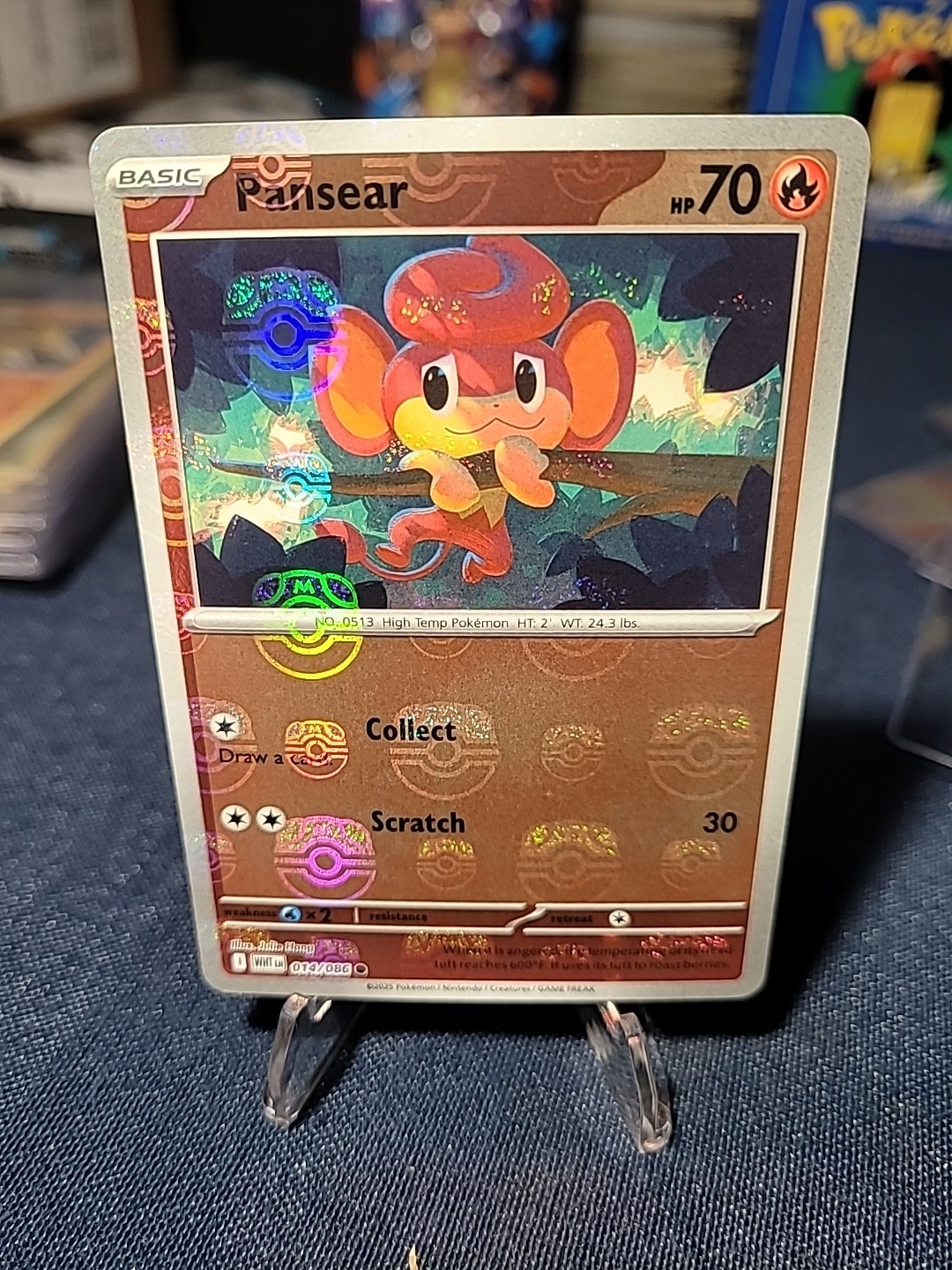 Pokemon TCG Pansear 014/086 Reverse Holo Master Ball SV White Flare English NM