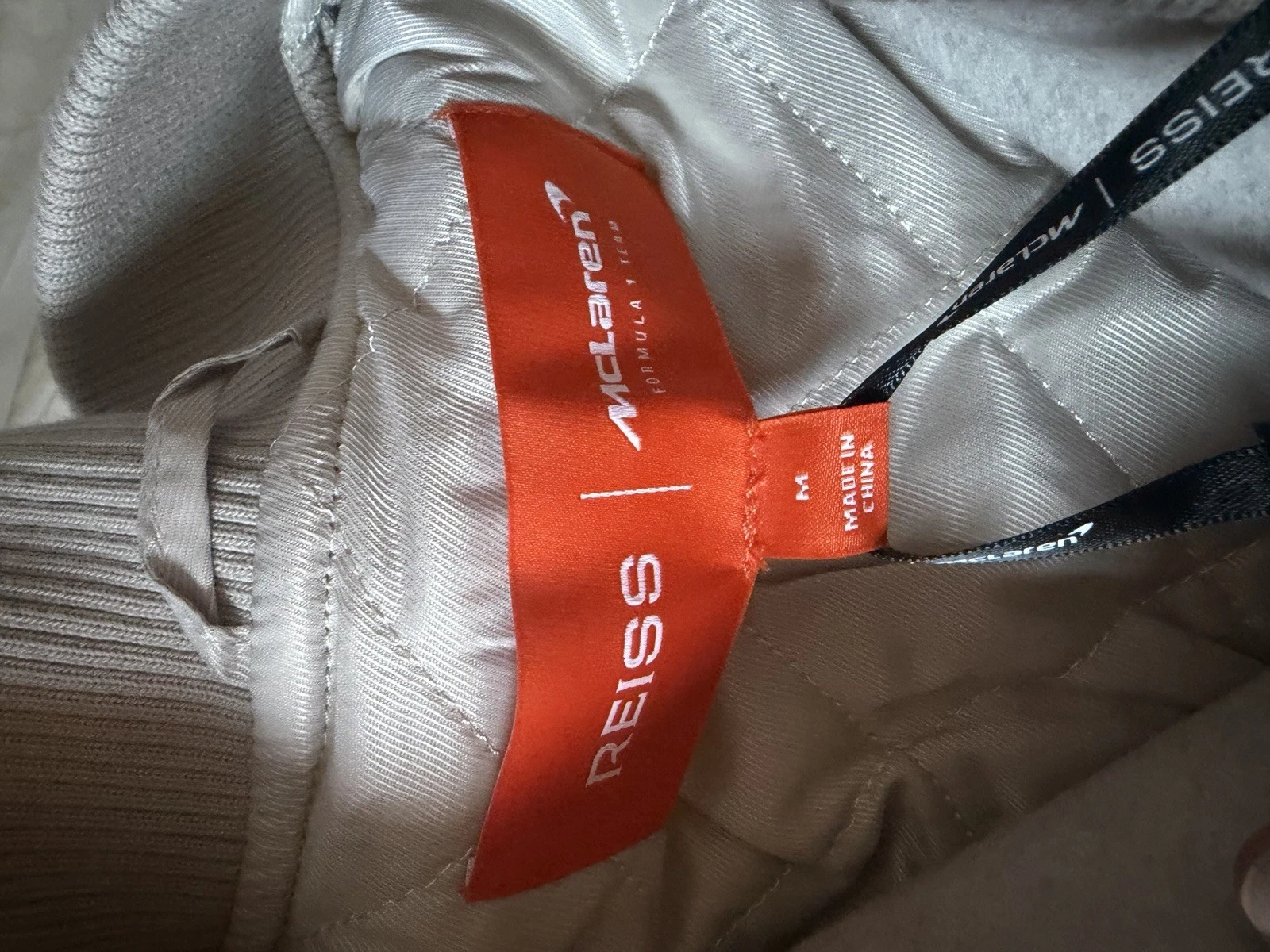 Reiss McLaren x Reiss Men’s Wool Bomber Varsity Jacket Beige Button Size M image 6