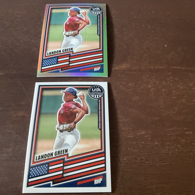 2026 Panini USA Stars & Stripes NTDP Player Landon Green Prizm And Common Card