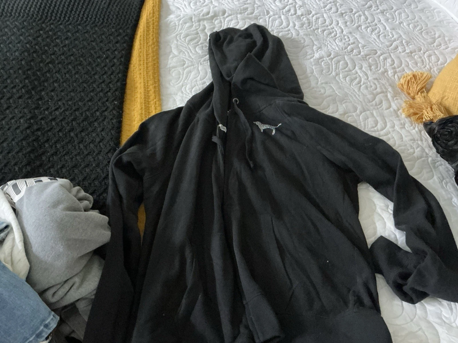 UNDERCOVER Rara felpa con cappuccio e zip Victoria's Secret rosa paillettes Bling