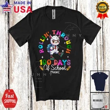 Rollin' Through 100 Days Of School; Custom Name Llama; Students Teacher T-Shirt