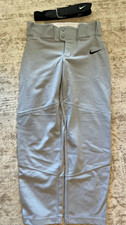 Nike Team Engineered Boys Youth Medium Baseball Pants Gray With Nike Belt.