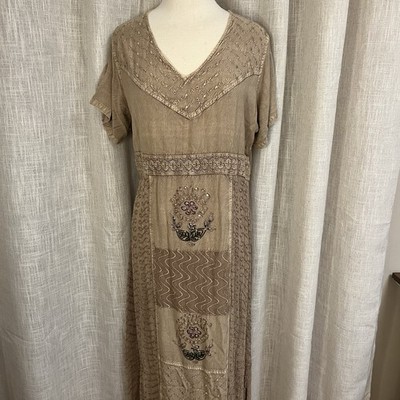 Anna Maxwell Women s 1x Boho Rayon Embroidered Lace Peasant Hippie Midi Dress