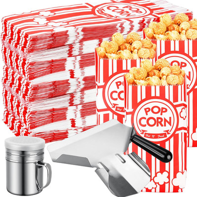 202 Pcs Popcorn Bags with Popcorn Scoop and Salt Shaker,1 Oz Small Pop Corn Bags
