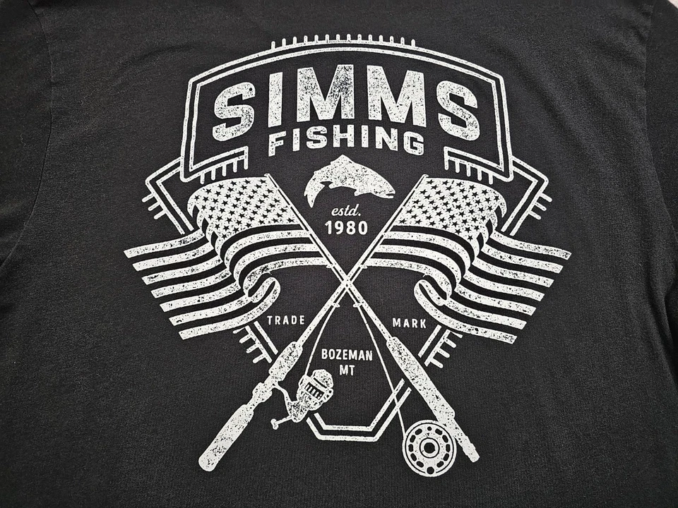 Simms Shirt Men’s Size M Medium Black Short Sleeve Graphic Tee Fishing Products - Image 4 of 4