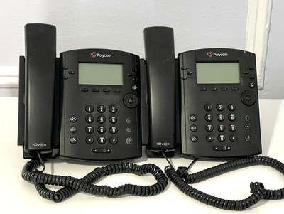 Lot of 2 Polycom VVX 310 6-line Gigabit Business Phones w/ Stands & Handsets