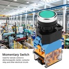 22mm Flat Head Green Push Button Momentary Switch With LED Light 220V