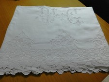 Drap ancien Richelieu avec Retour de 53 cm de  230 cm x 360 cm en fil de lin