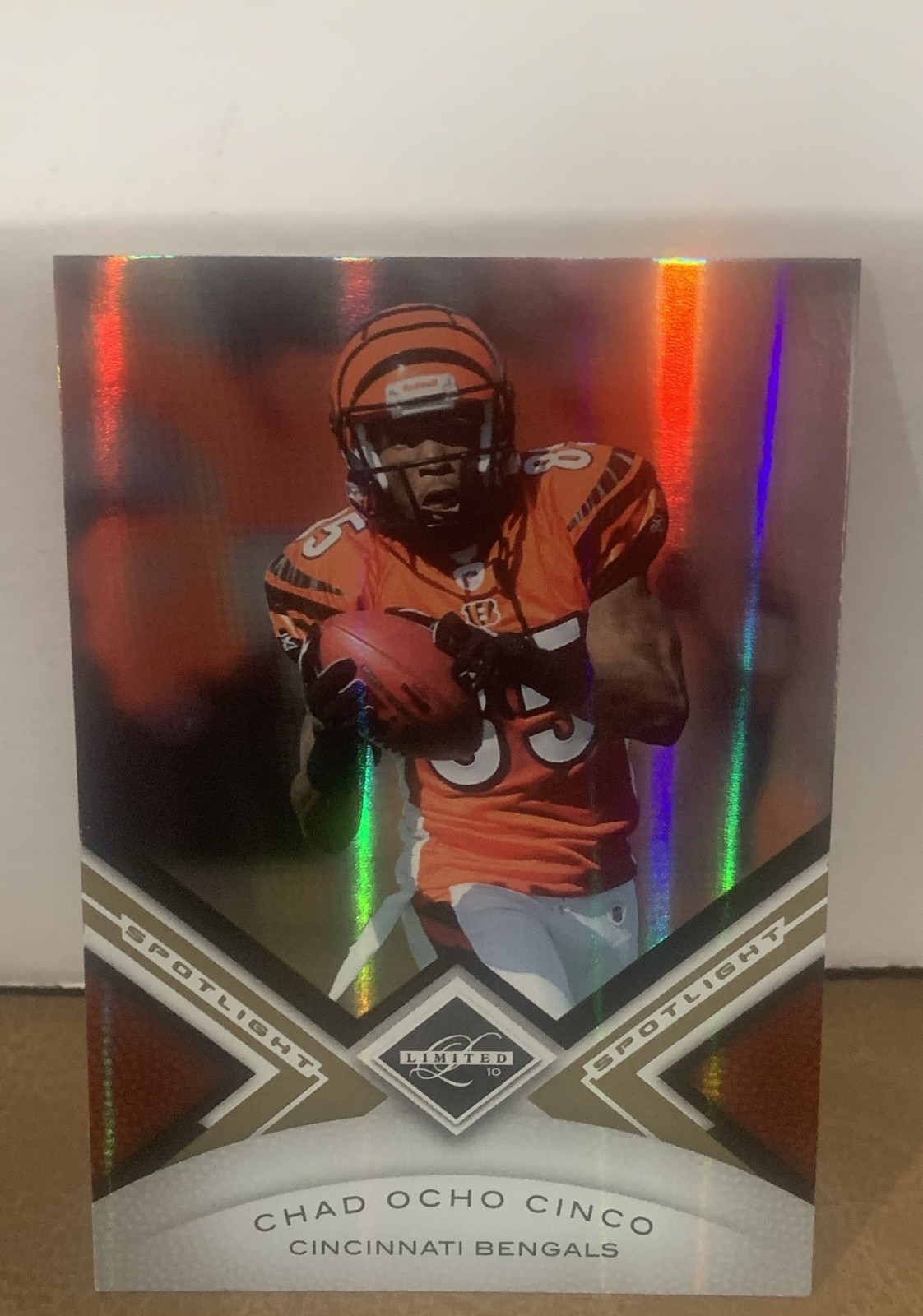 2010 Panini Limited-Chad Johnson Spotlight Gold Name Misspelled Ocho Cinco 21/25