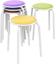 18 Inch Padded Stack Stools with Leather Surface,Portable Nesting Assorted Color