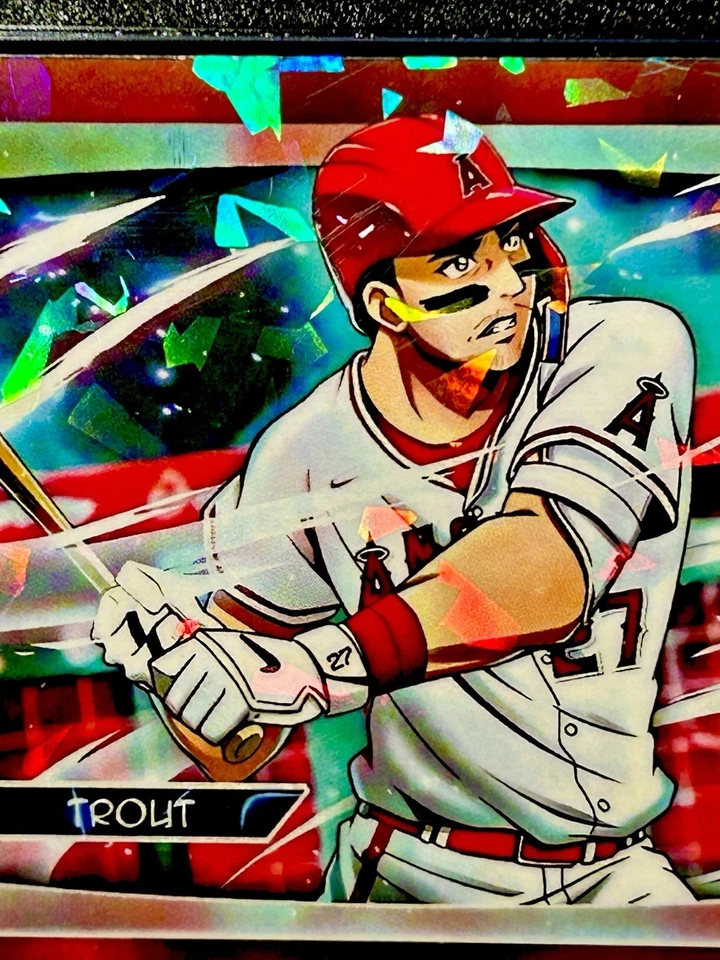 Mike Trout RC Anime Deporte Manga Swag Dibujos Animados Refractor de Hielo-Ángeles MVP SP Foto 2 de 3