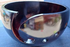 JJ Crochet Black Large Wood Yarn Bowl-Large Capacity-4 Skeins-NEW OUT OF BOX