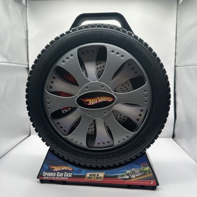 2011 Hot Wheels Spinner Car Case Holds 72 Cars Opens Front And Back + 58 Cars