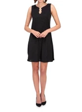 MSK Woman's Medium Black Sleeveless Glitter Knit Keyhole Shift Dress NWT