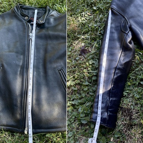 Natal Vintage Leather Cafe Race Biker Moto Jacket Motorcycle Black Punk 38 Small - Picture 16 of 16