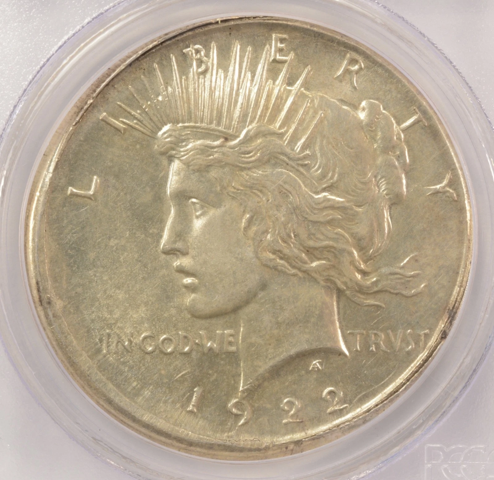 1922-S $1 Peace Dollar Broadstruck PCGS AU58