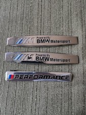 Powered By Matte Silver Fender Emblem Badge Sticker Logo With Performance Bmw