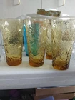 4 Vintage Lido Milano Honey Gold By Anchor Hocking 20oz 6 3/4" Flat Tumblers