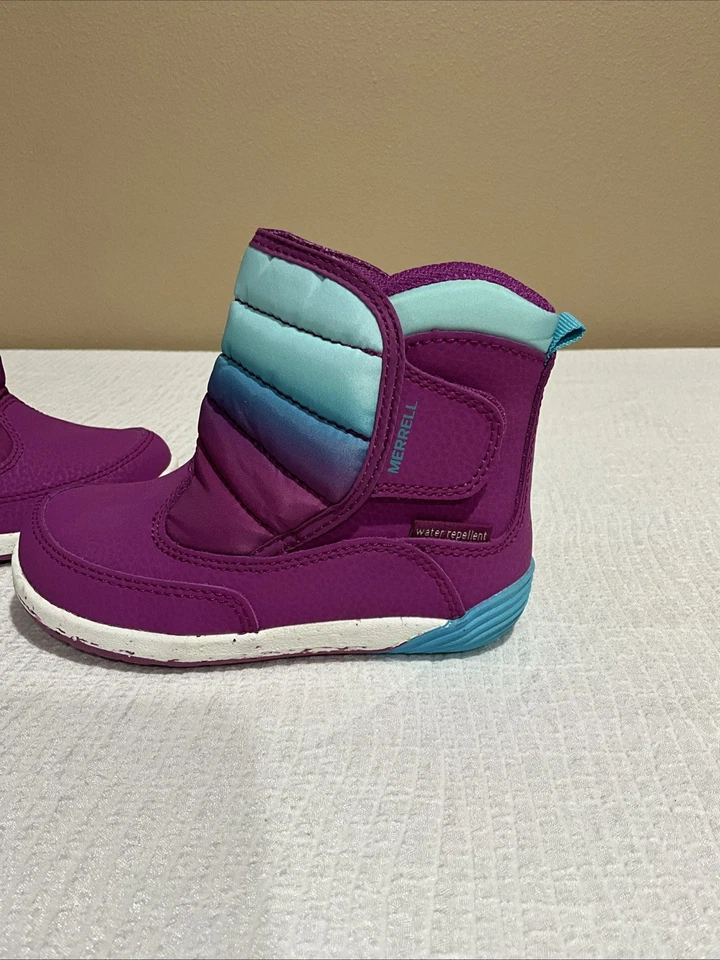 Merrell Niñas Pequeñas Talla 9 Repelente al Agua/Seleccionar Agarre Bota Turquesa/Púrpura! Foto 2 de 4