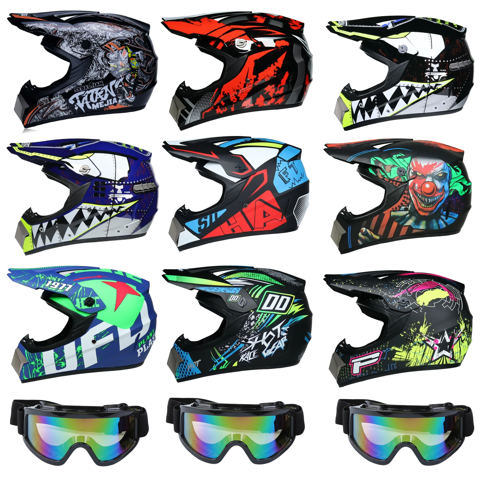 Casque de moto cross et bmx pour enfants et adultes - avec lunettes et gants foto 1