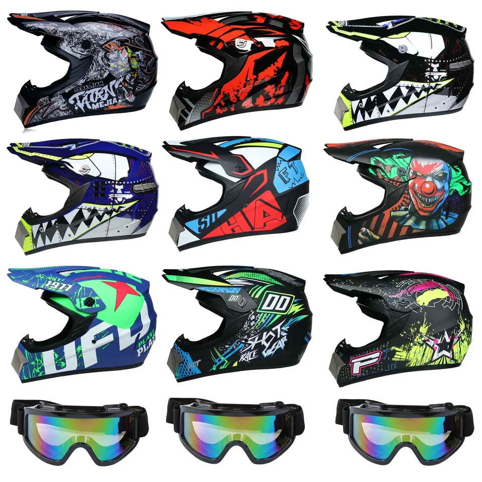 Kids & Adults Motorcycle Cross & BMX Helmet - with Goggles & Gloves - Image 1 of 1