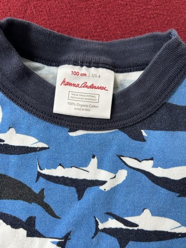Hanna Andersson Lot of 3 Blue Whales Sharks Cotton Outfit Kids Sz 100/4 - Picture 8 of 10