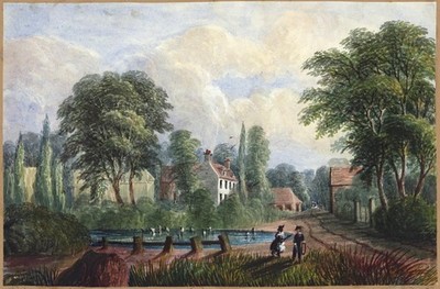 Mary Webster (1794-1883) Aquarell Gemälde - Egge auf dem Hügel London 1857