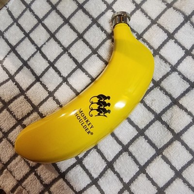 Monkey Shoulder Banana Shaped Yellow Metal Hip Flask Barware Novelty Gift