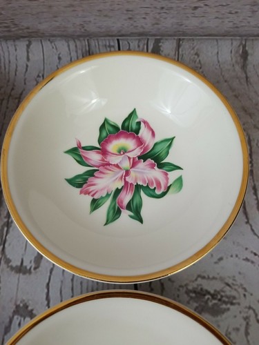 Paden City Pottery Dessert Berry Sauce Fruit Bowls Modern Orchid 22K Gold Trim - Picture 3 of 12
