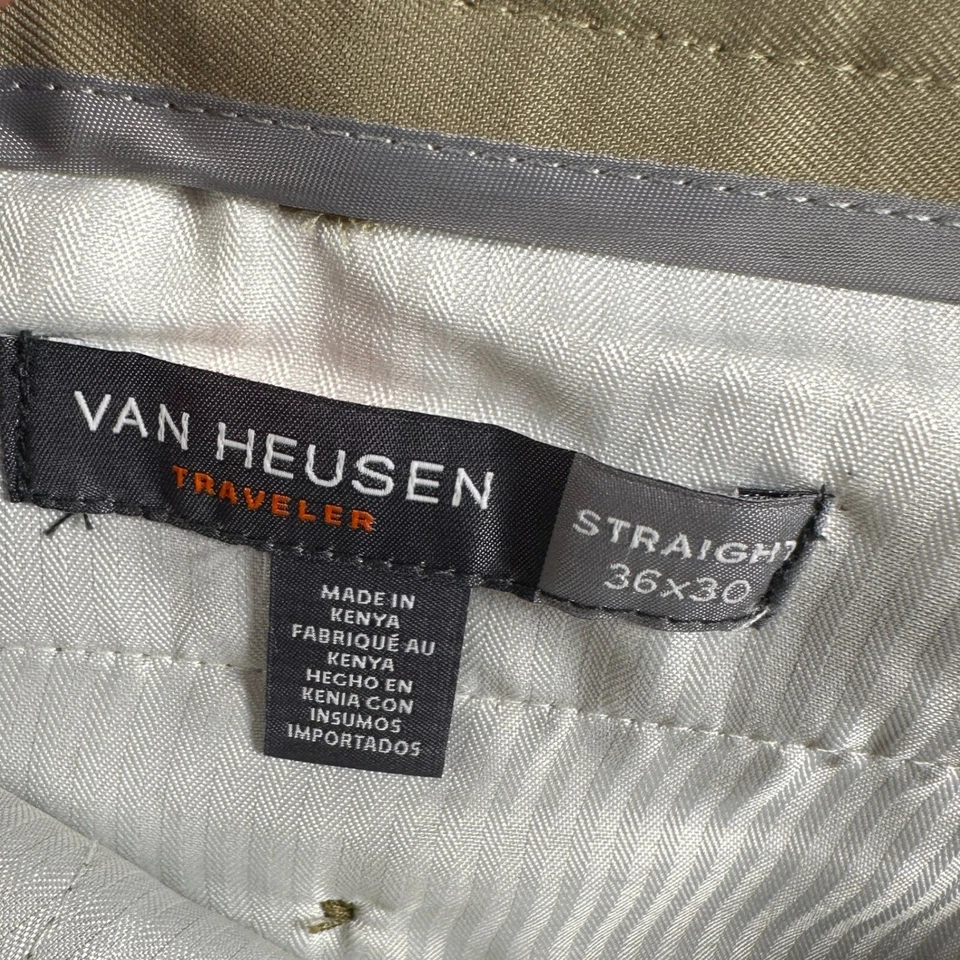 Pantalones chinos de viajero Van Heusen para hombre 36X30 marrón pierna recta frente plano NUEVO Foto 4 de 4