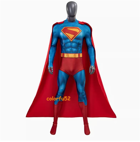 2025 New Superman Kent Clark Bodysuit Cape Outfits Men Halloween Cosplay Costume - Picture 2 of 11