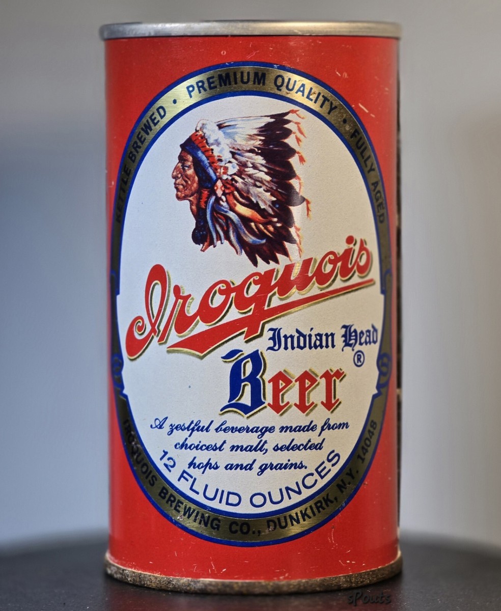 IROQUOIS INDIAN HEAD RED BEER CAN DUNKIRK,NY.NEW YORK STRAIGHT
