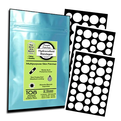 3 Sheets, 108 Acne Dot Pimple Patches, Hydrocolloid Cystic Acne Bandages, CosRX