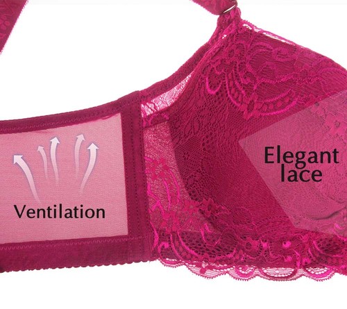 Women Push Up Bra Lace Underwire Plunge Brassiere Deep V Underwear BC D DD E Cup - Picture 7 of 28