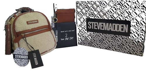 Steve Madden mini backpack Cream,brown trim Gold ToneZipper  display picture 2